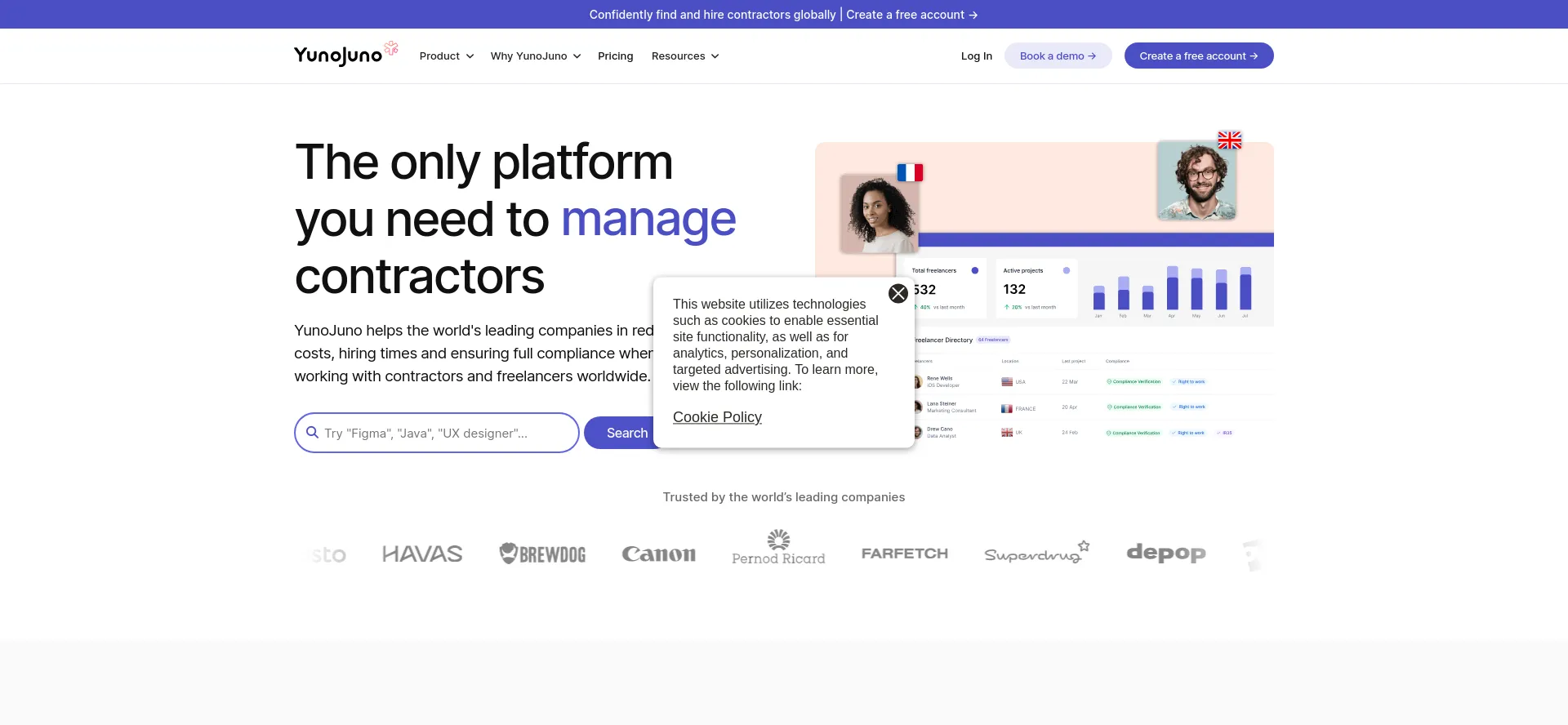 Yunojuno.com Screenshot