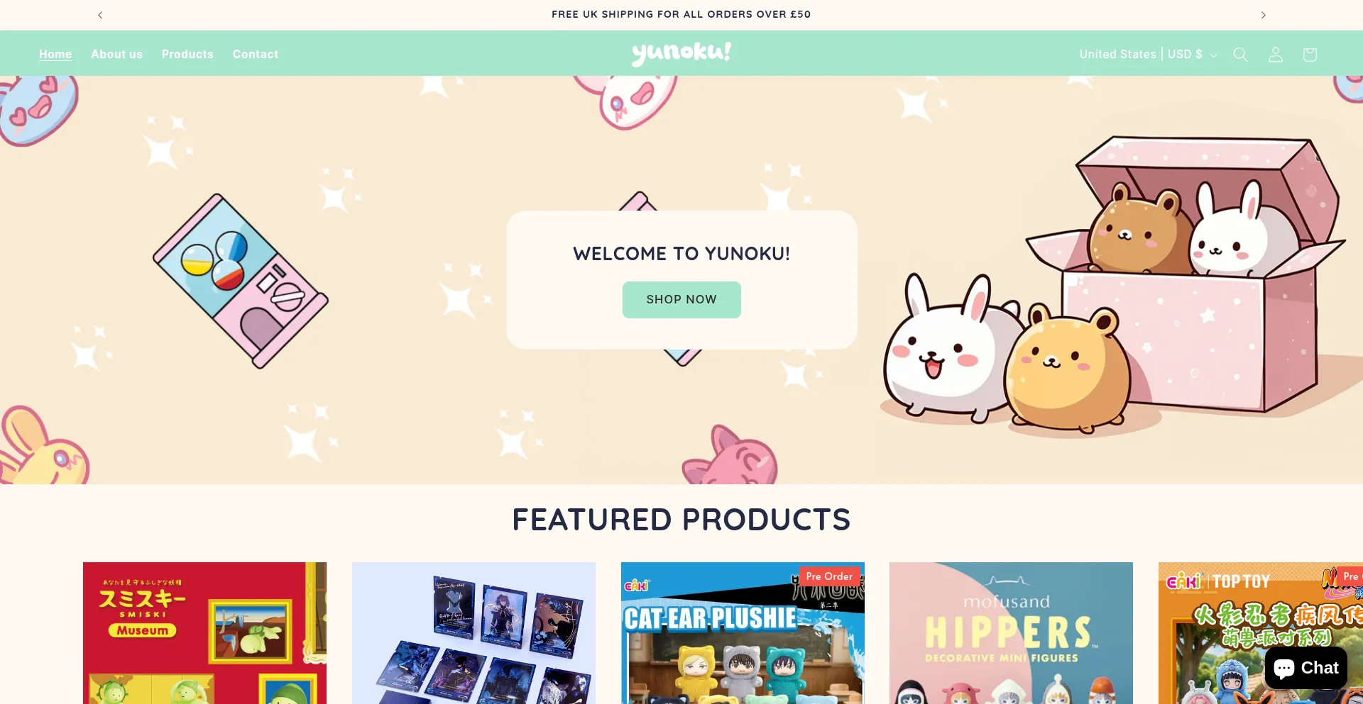 Website screenshot of Yunoku.com