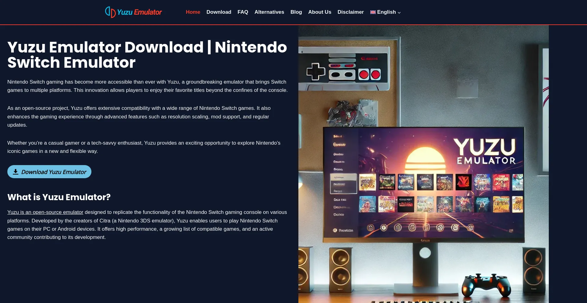 Website screenshot of Yuzuemulator.store