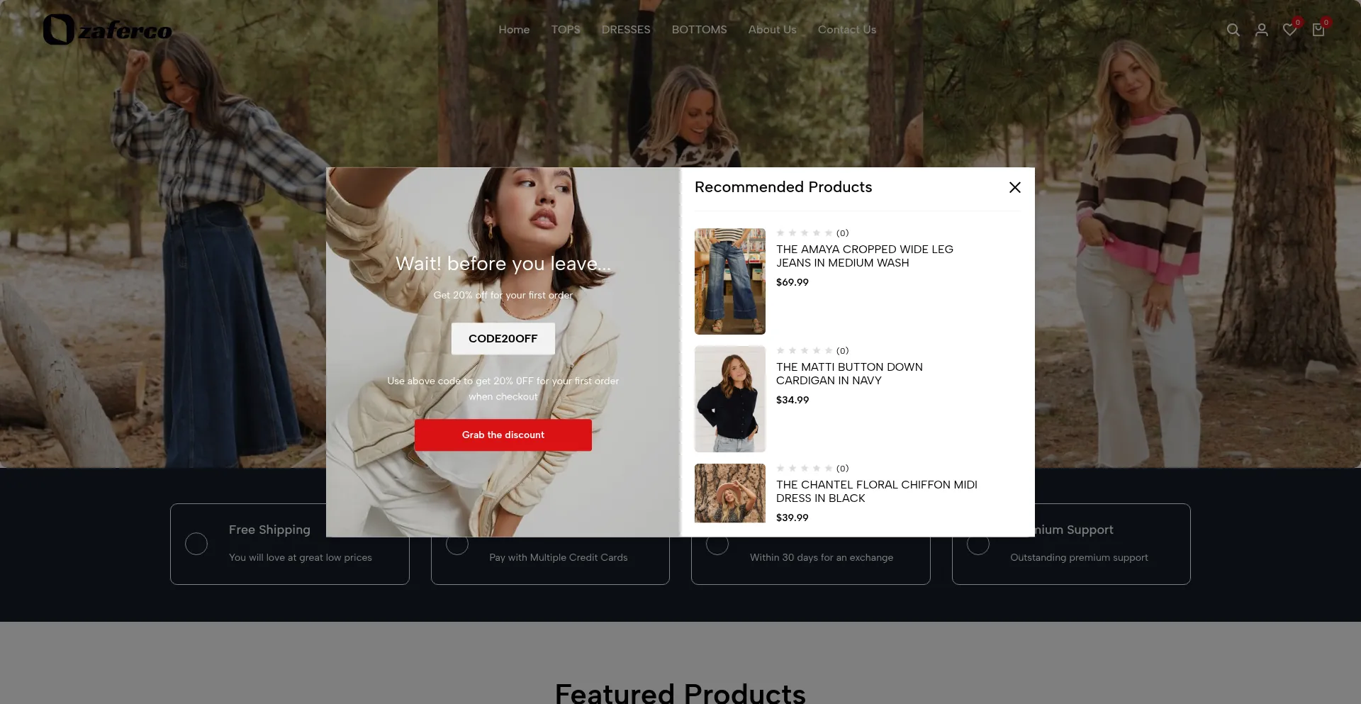 Website screenshot of Zaferco.com