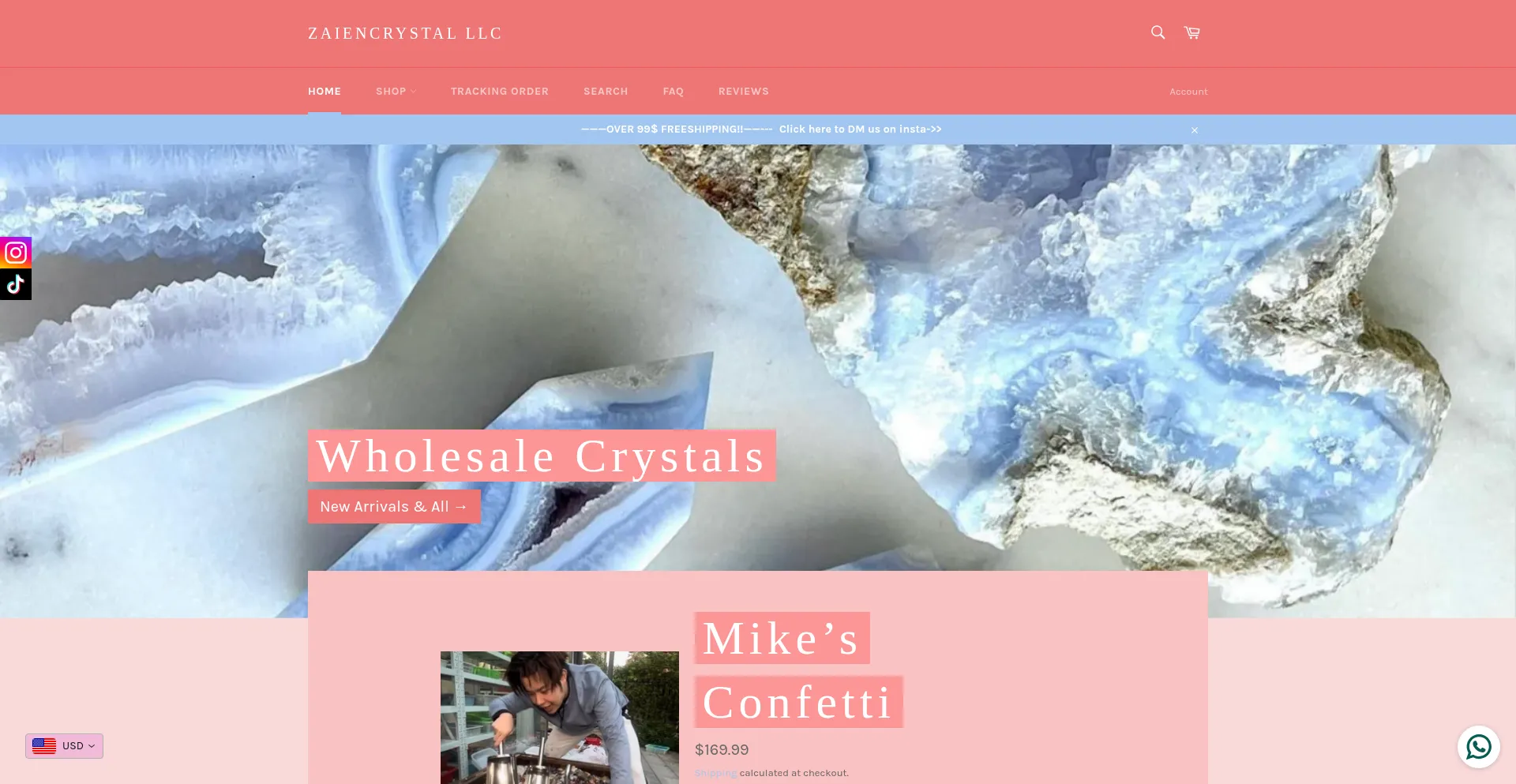 Website screenshot of Zaiencrystal.com