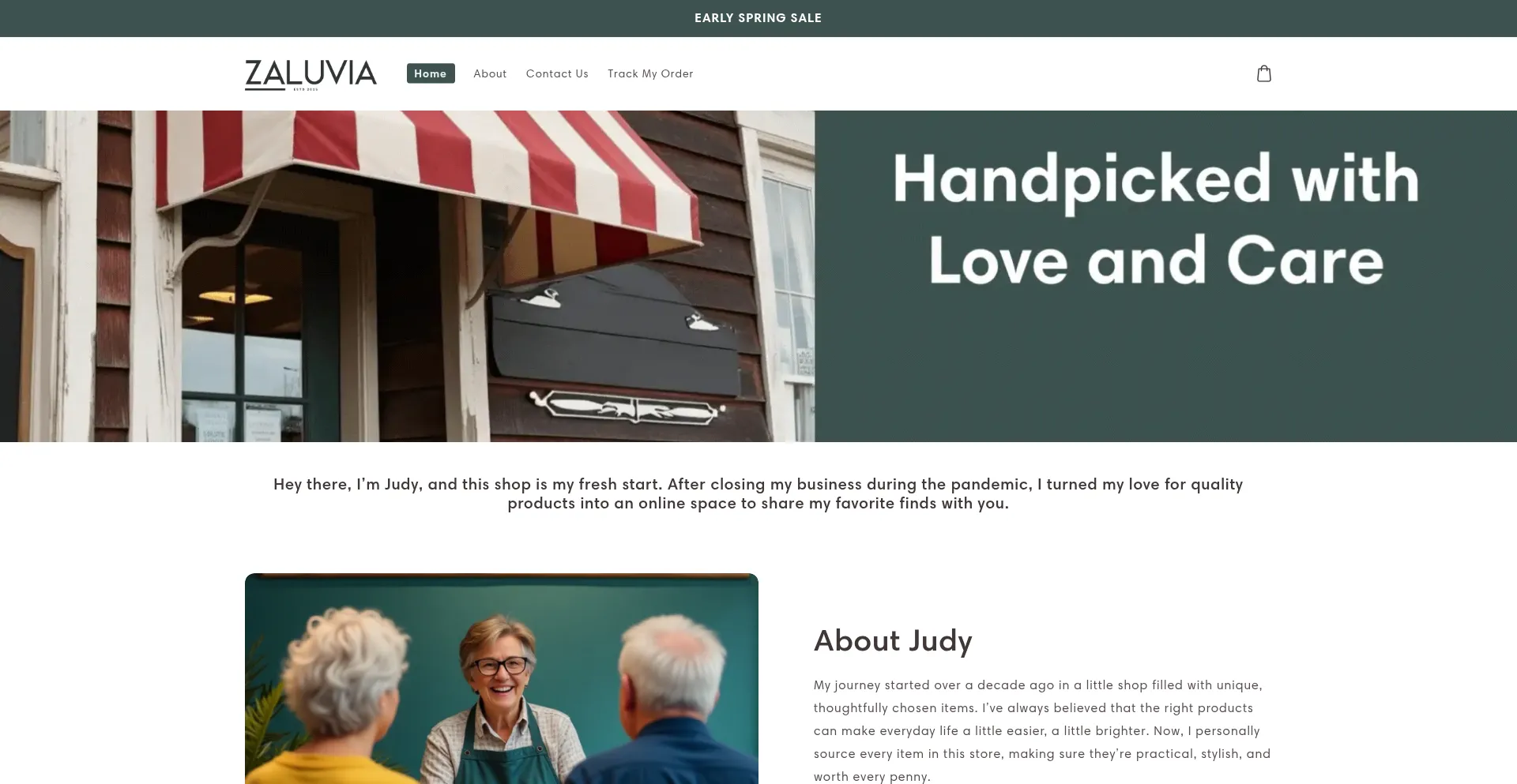 Website screenshot of Zaluvia.com