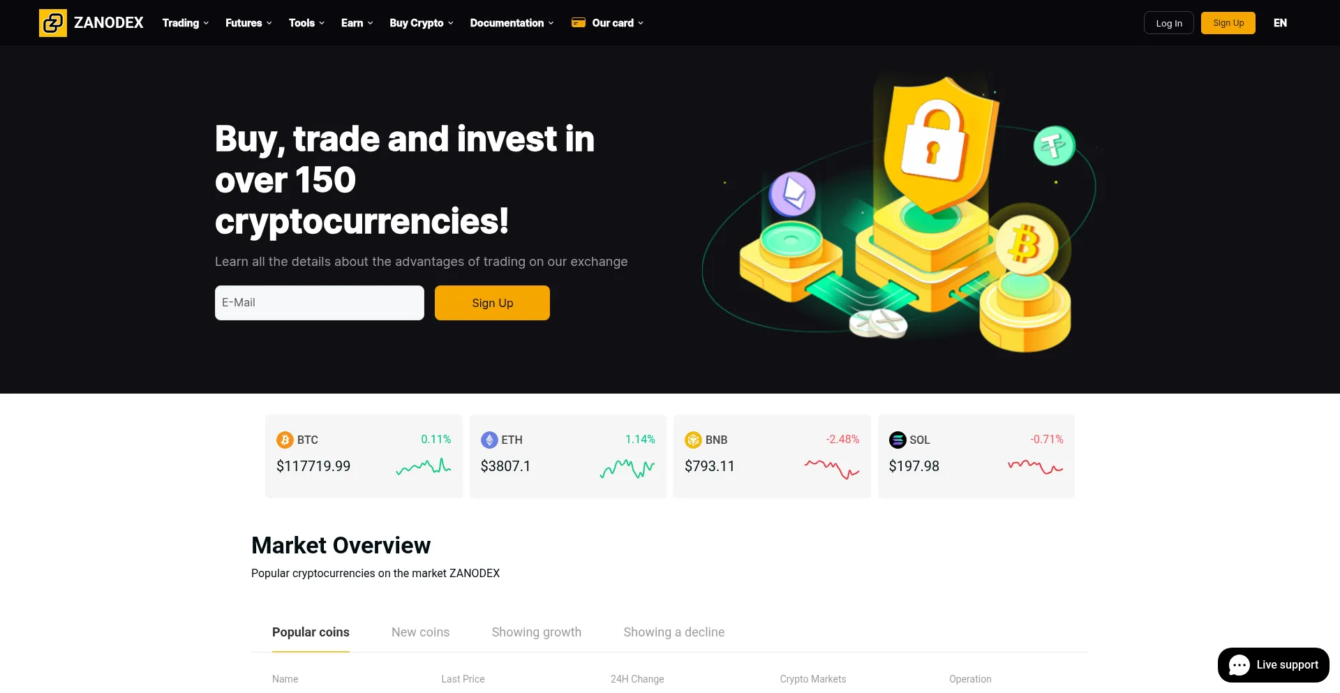 Website screenshot of Zanodex.com