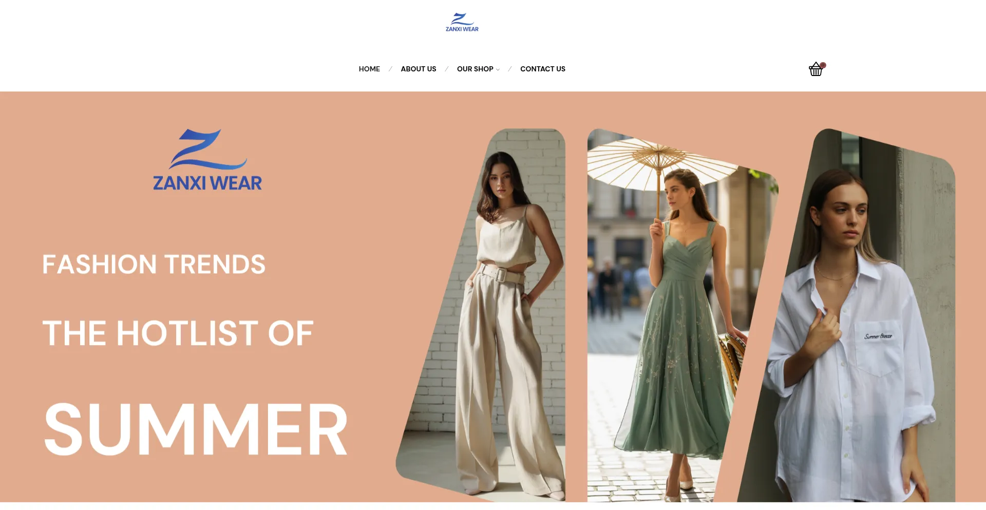 Website screenshot of Zanxiwear.com