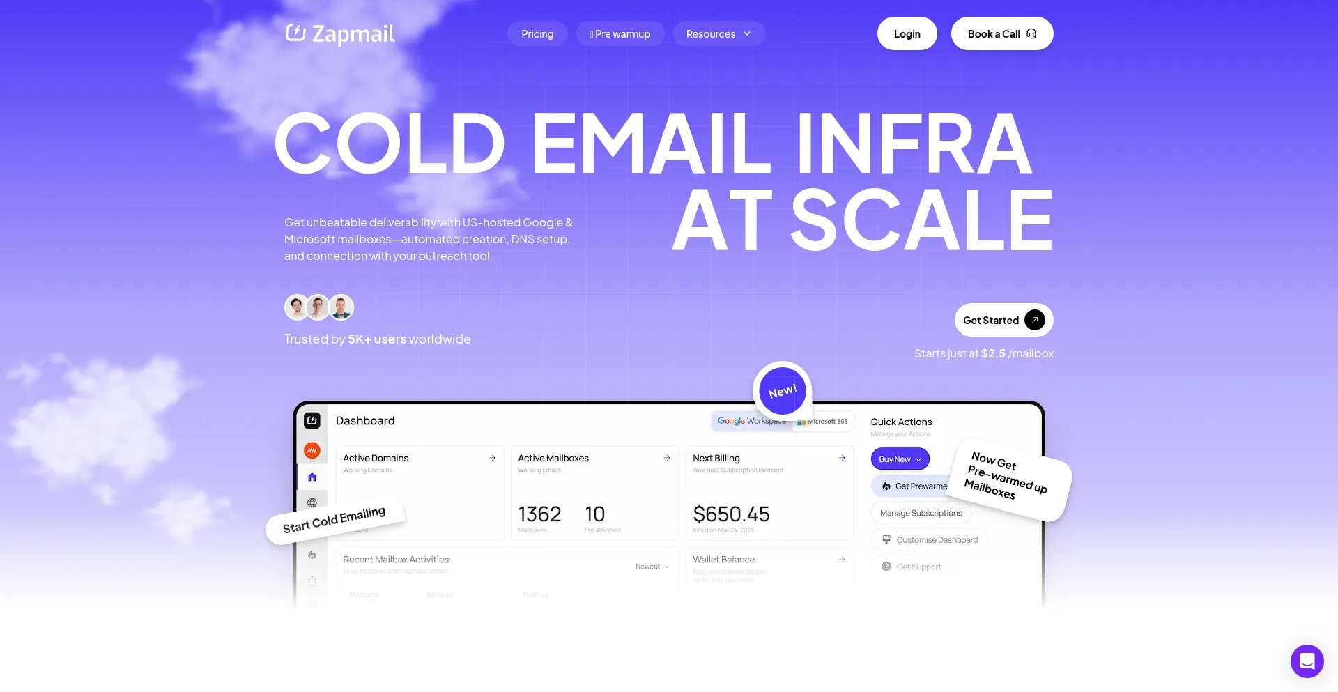 Website screenshot of Zapmail.ai