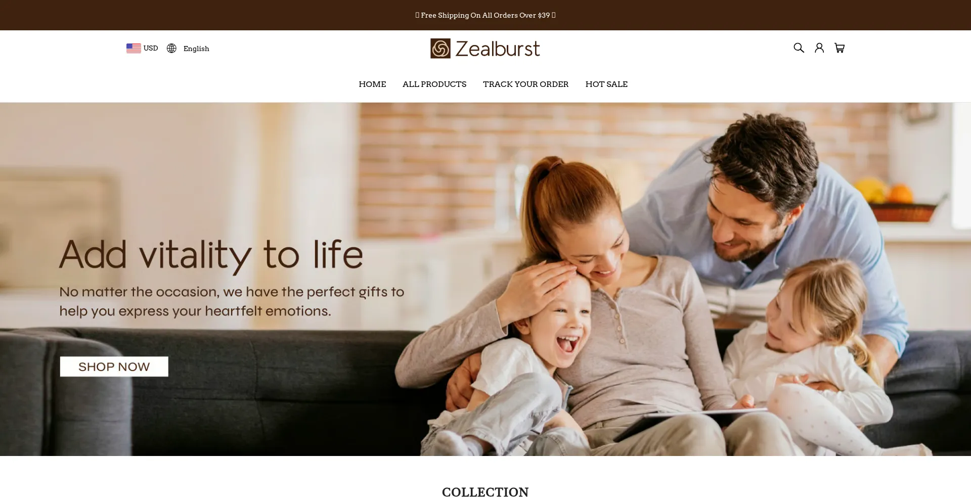Website screenshot of Zealburst.com