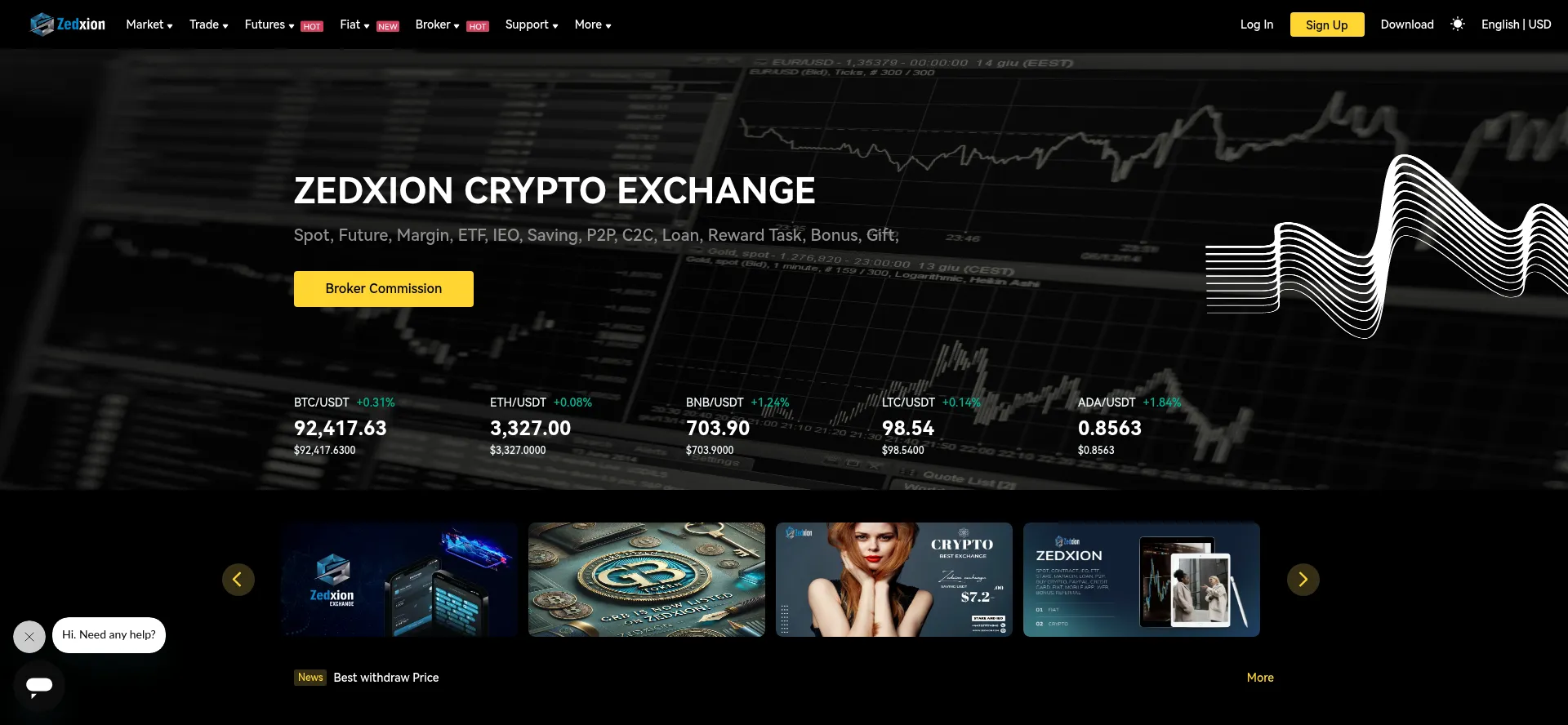 Website screenshot of Zedxion.io