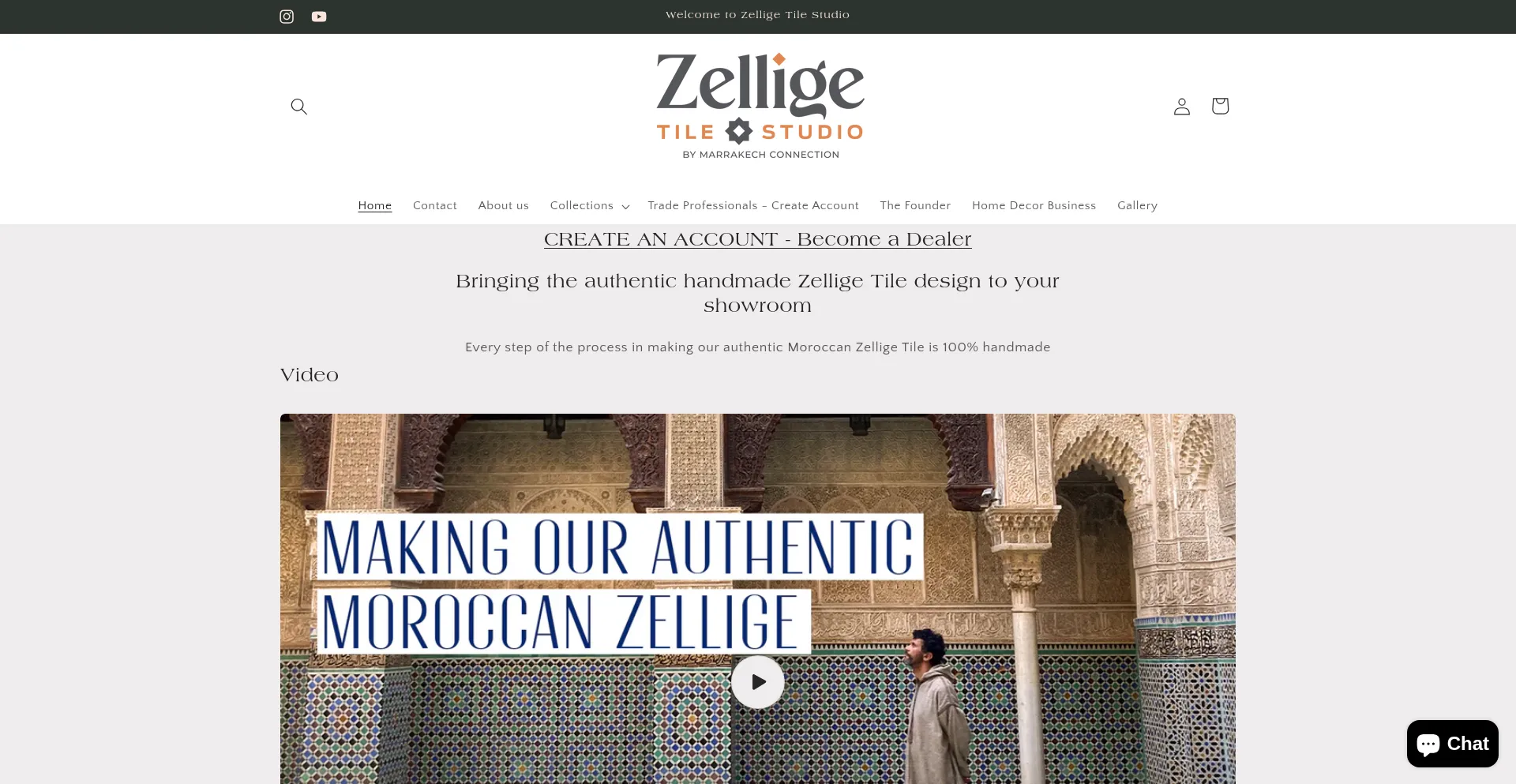 Website screenshot of Zelligetilestudio.com