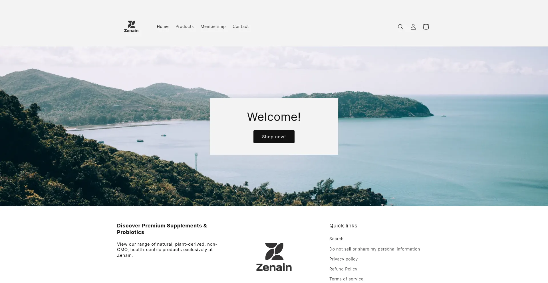 Website screenshot of Zenain.com