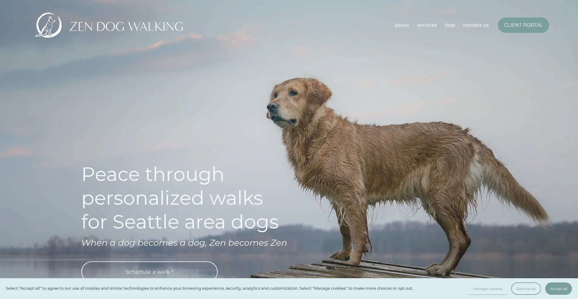 Website screenshot of Zendogwalking.net