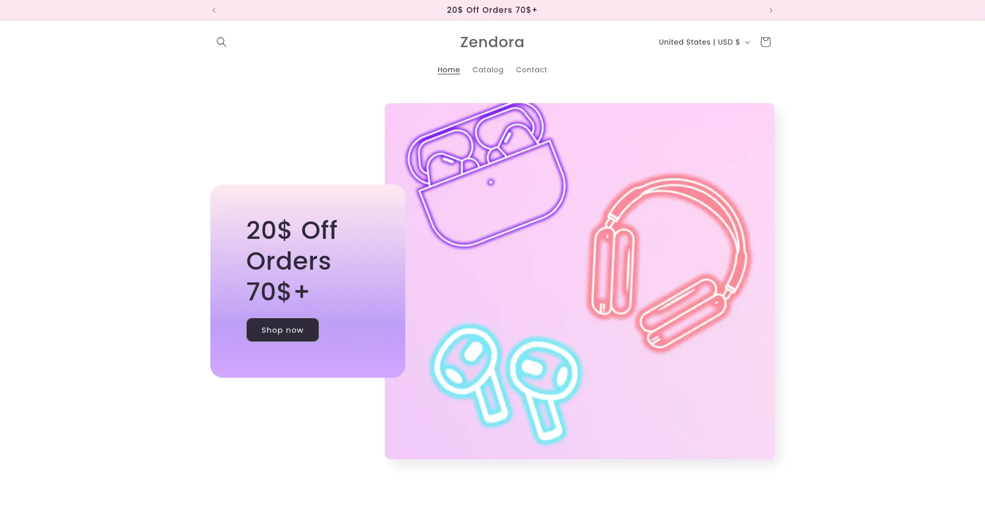 Website screenshot of Zendora.online