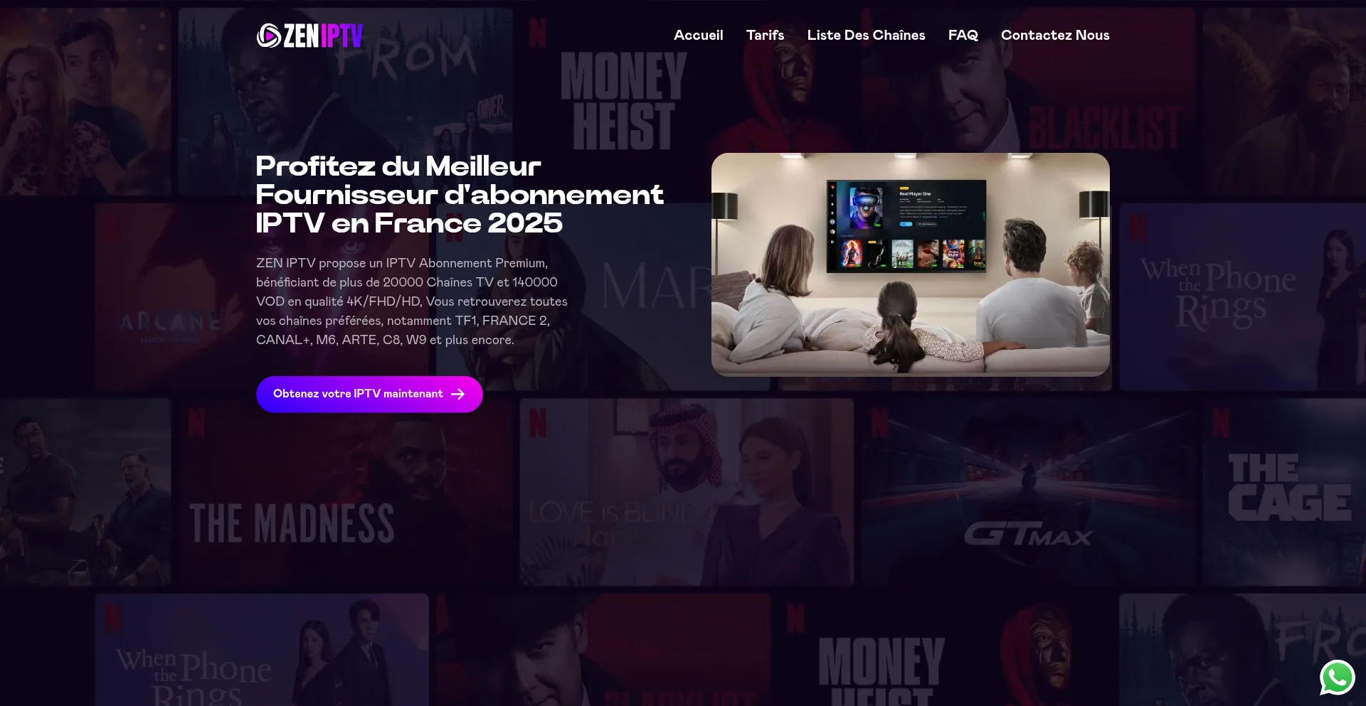 Website screenshot of Zeniptv.fr