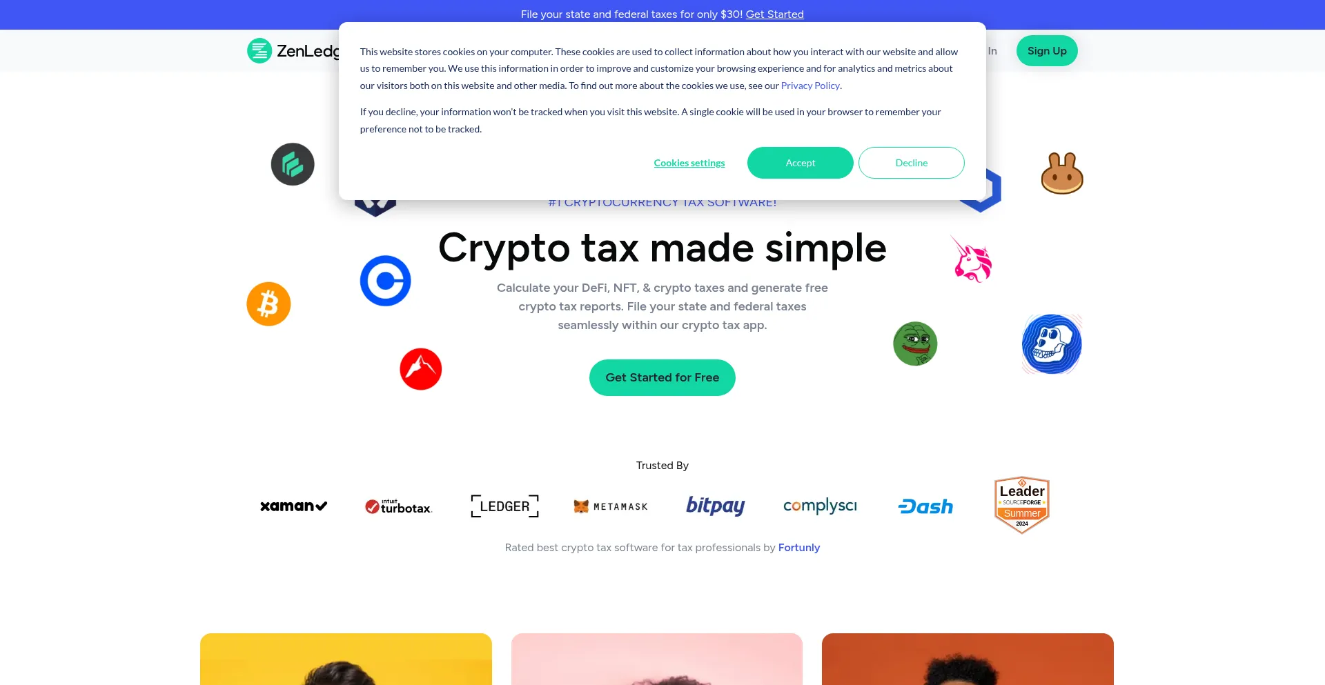Website screenshot of Zenledger.io