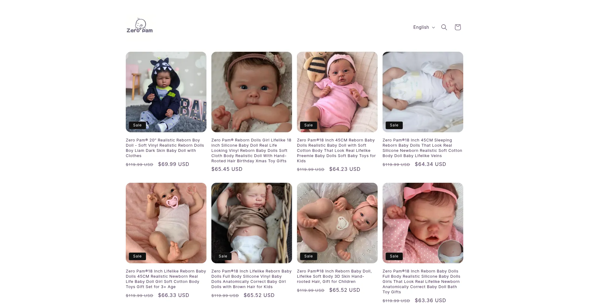 Website screenshot of Zeropam.com