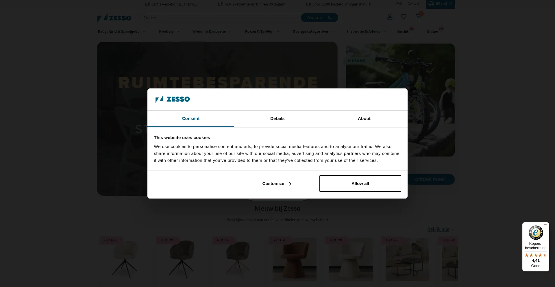 Website screenshot of Zesso.com