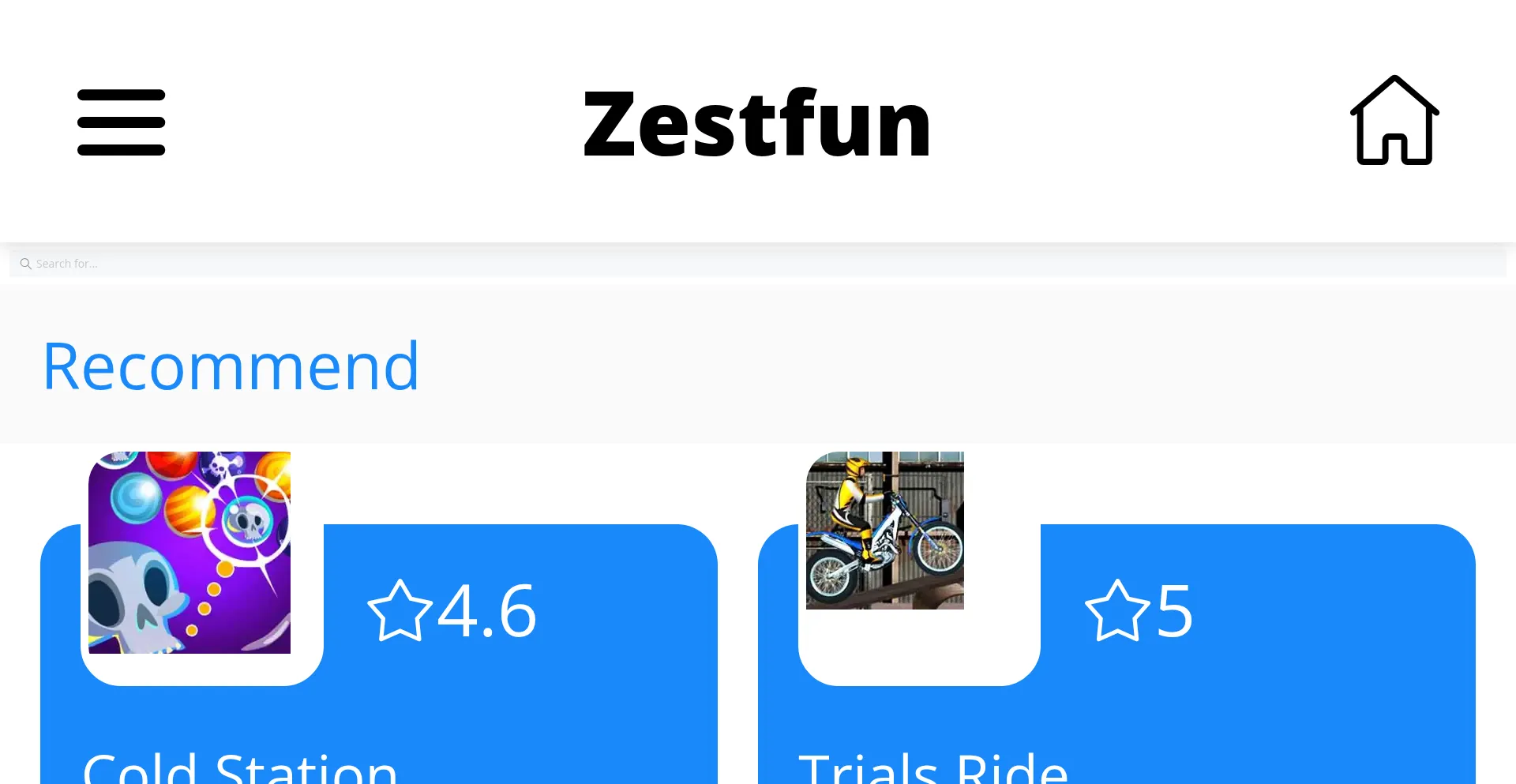 Website screenshot of Zestfun.cc