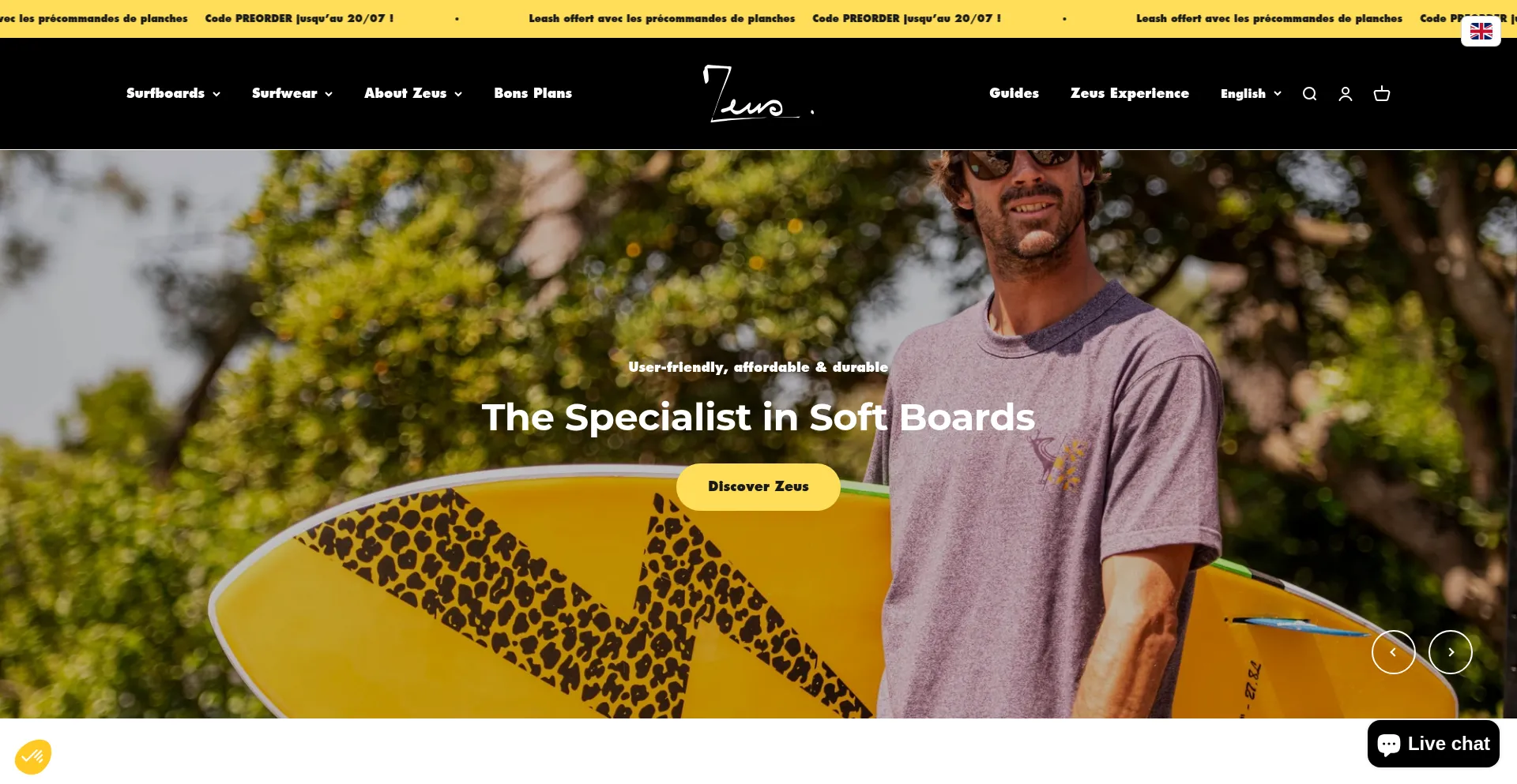 Website screenshot of Zeus-surf.com