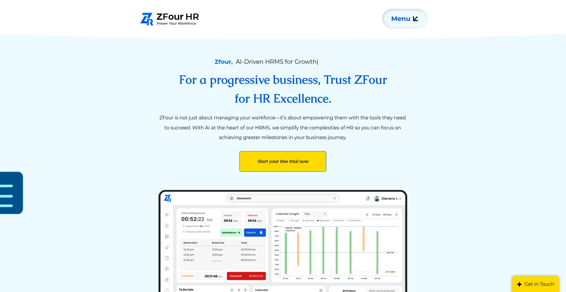 Website screenshot of Zfour.in