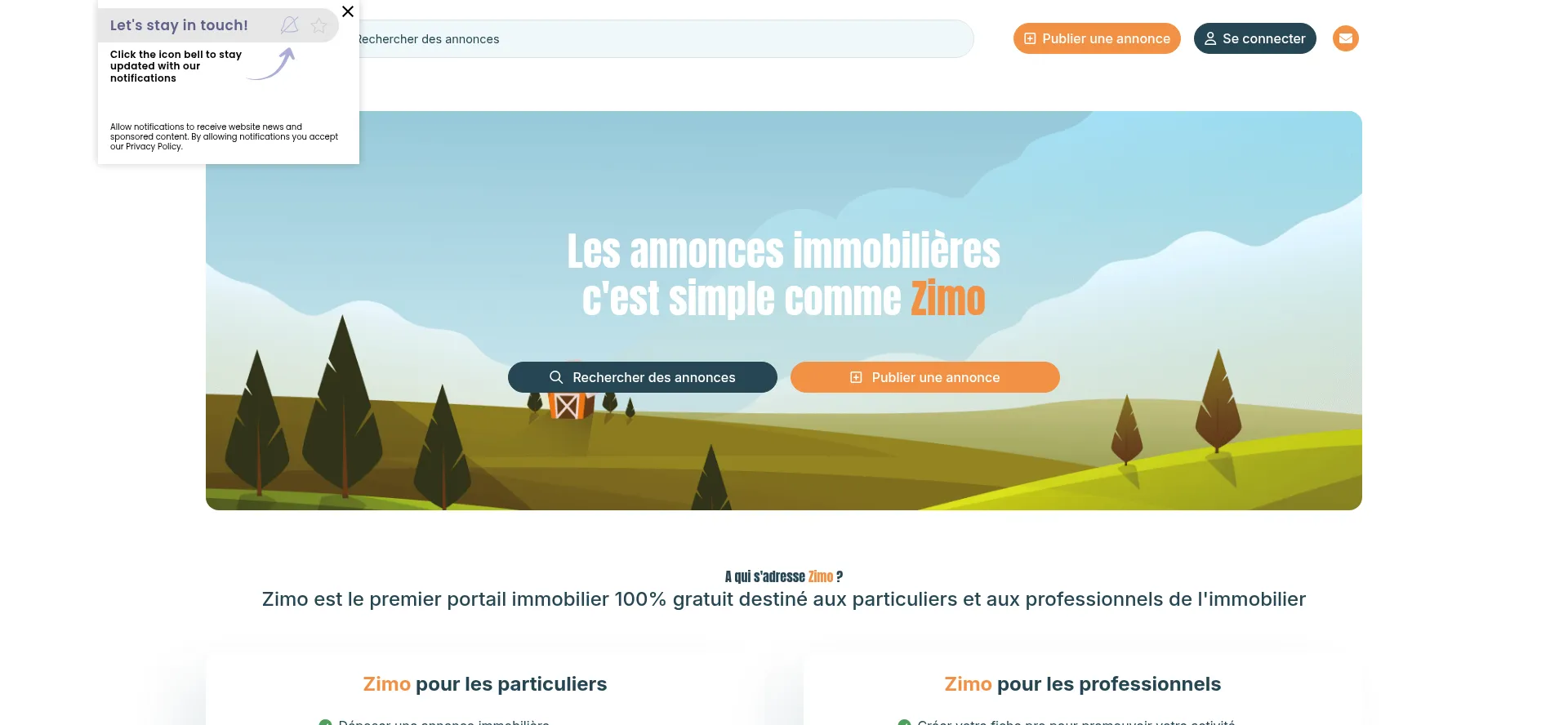 Website screenshot of Zimo.fr