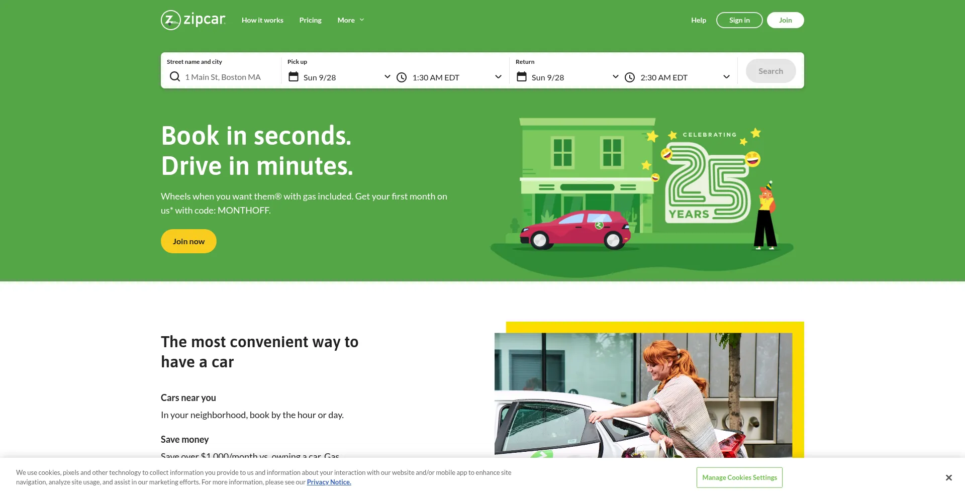 Zipcar.com Screenshot