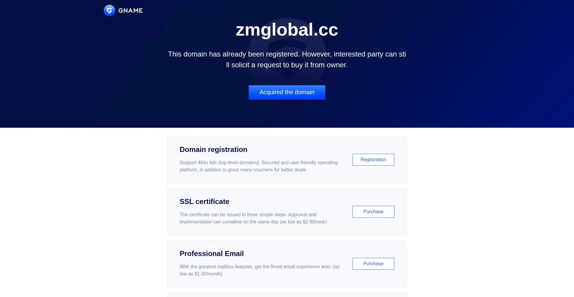 Website screenshot of Zmglobal.cc