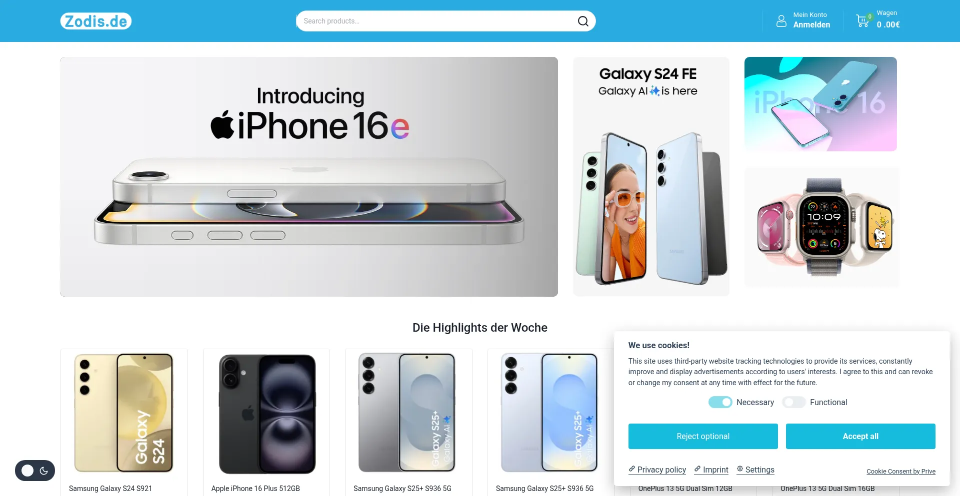 Website screenshot of Zodis.de