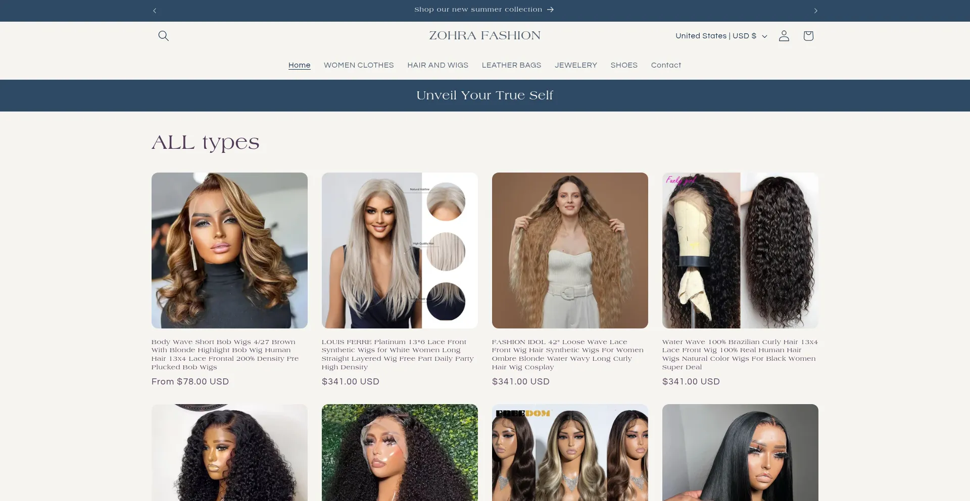Website screenshot of Zohrafashion.store