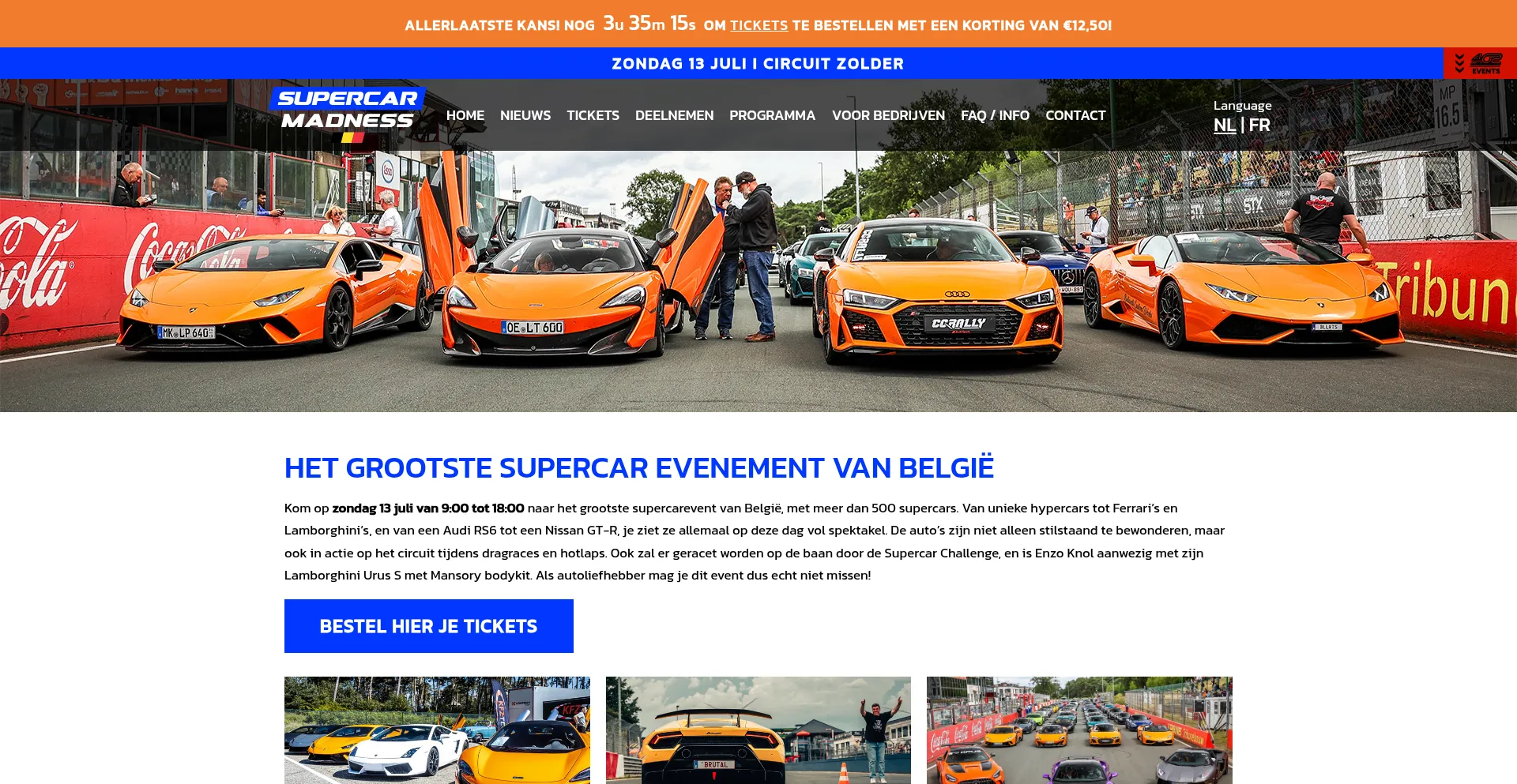 Website screenshot of Zolder.supercarmadness.com