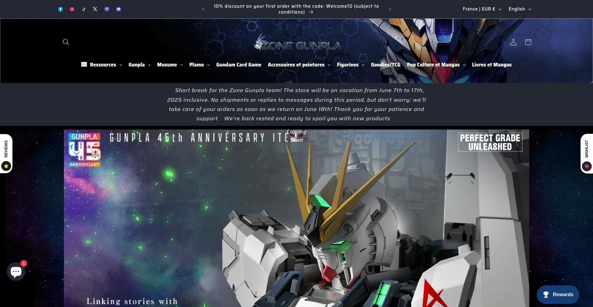 Website screenshot of Zonegunpla.com