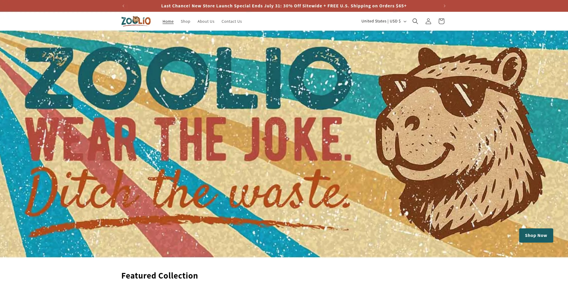 Website screenshot of Zoolio.store