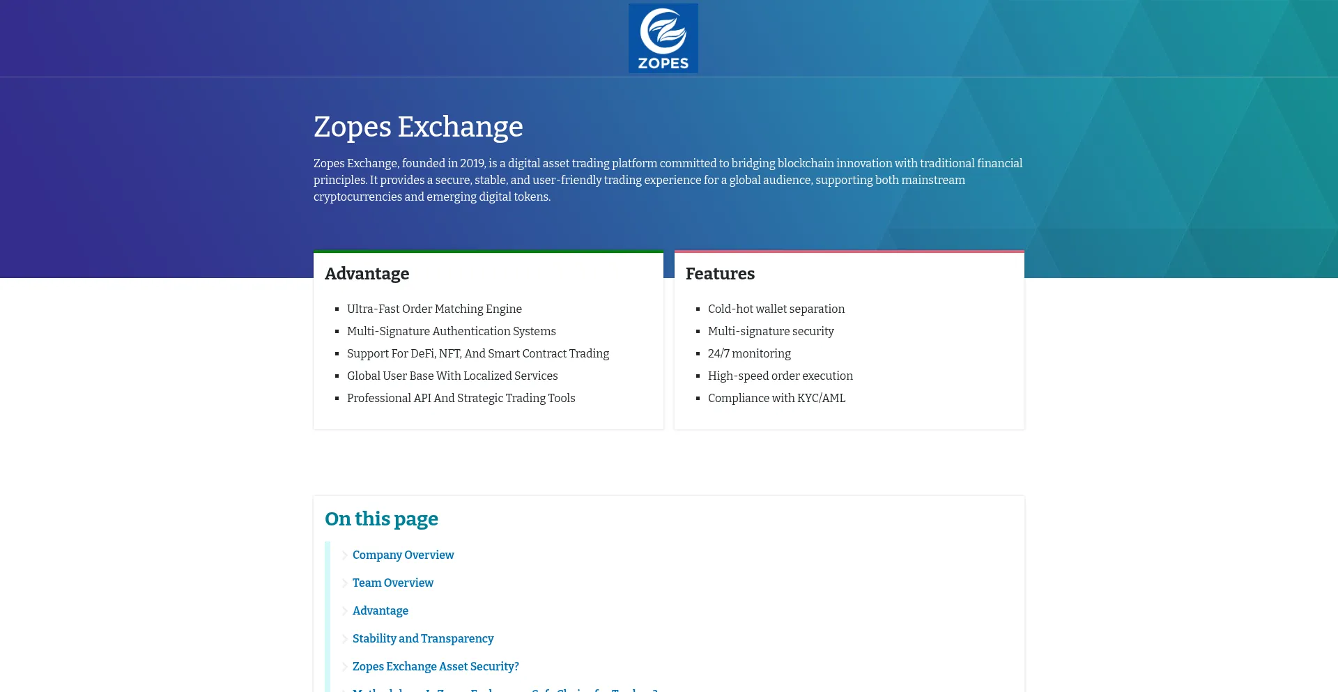 Website screenshot of Zopesexchange.com