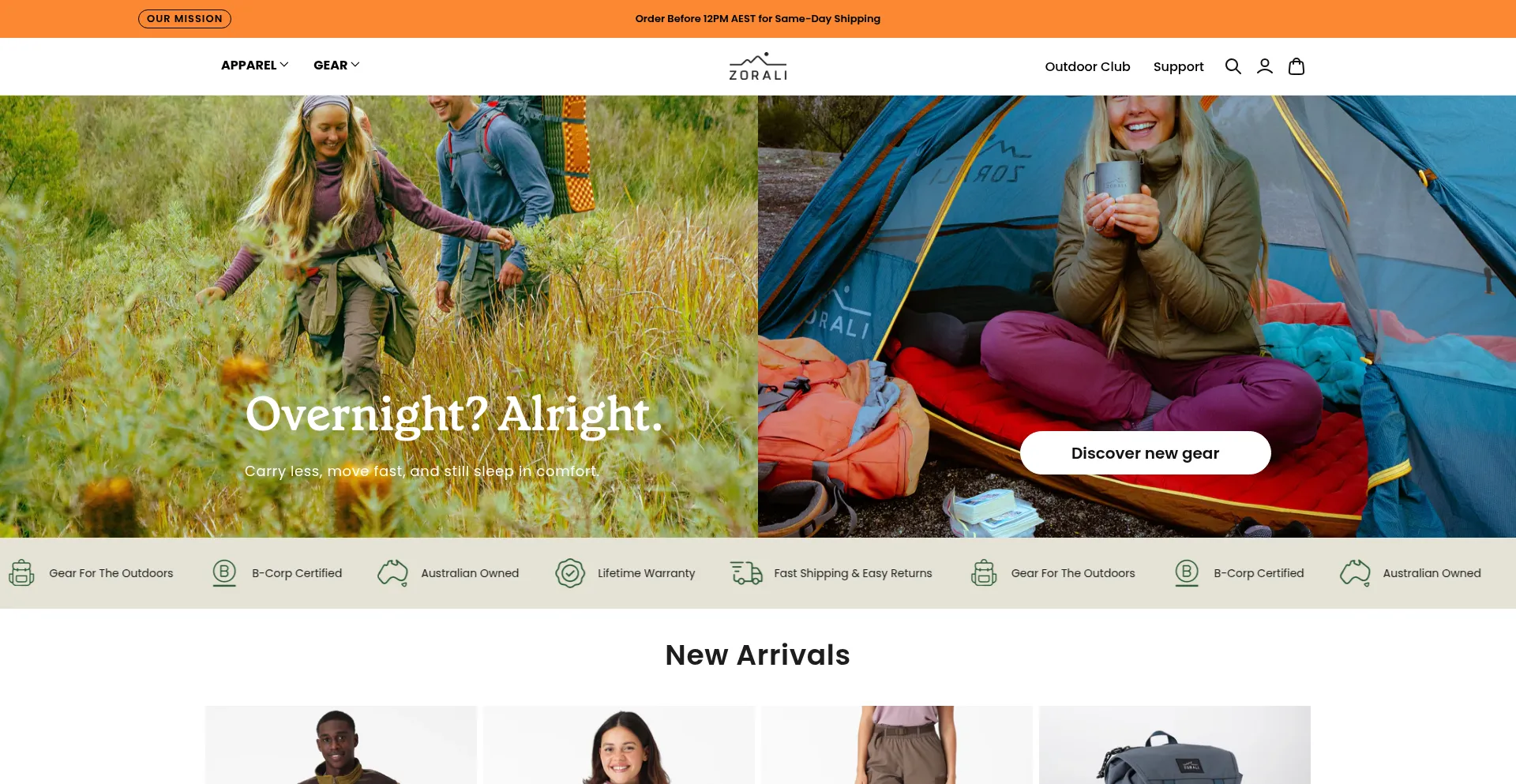 Website screenshot of Zorali.com