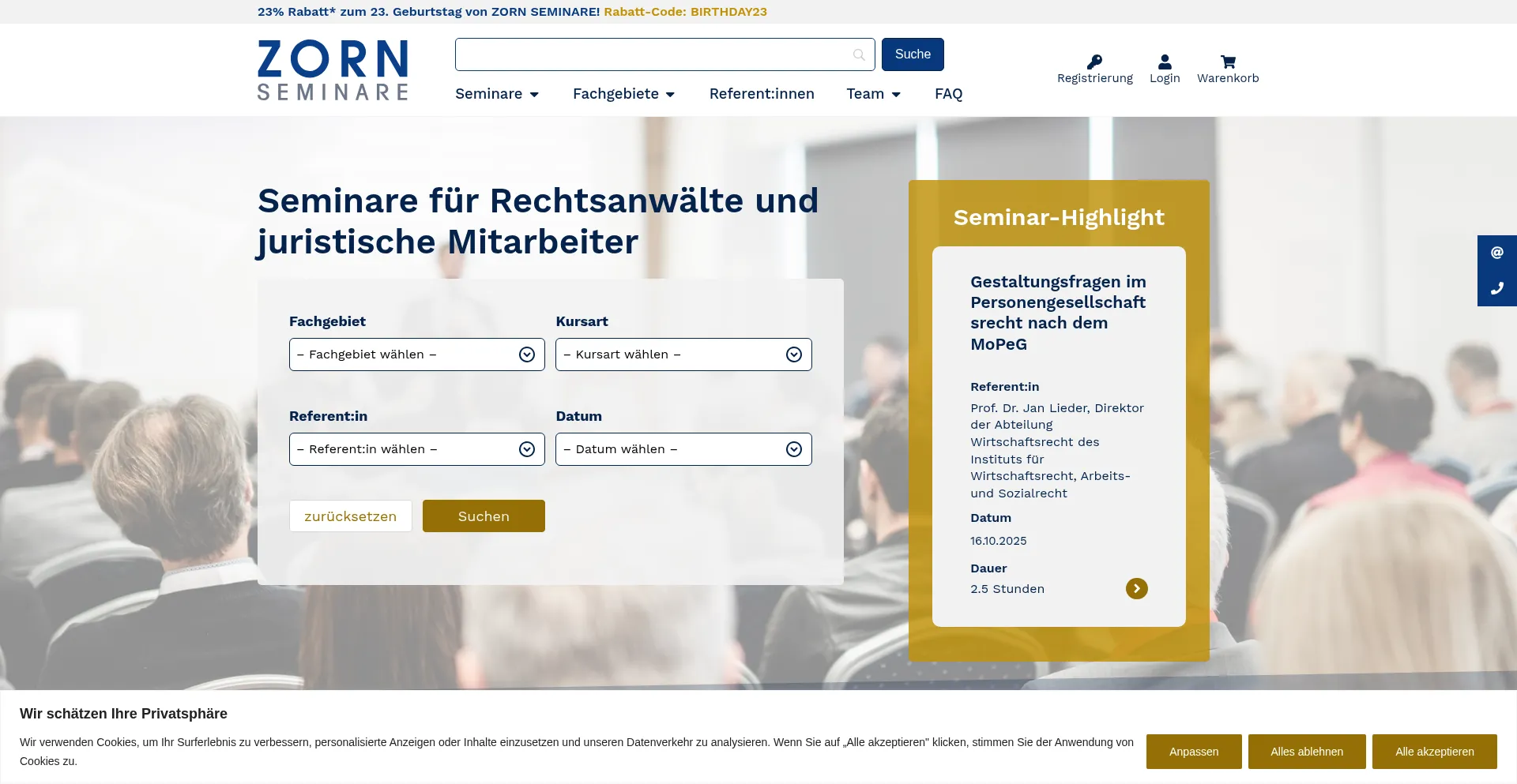 Zorn-seminare.de Screenshot