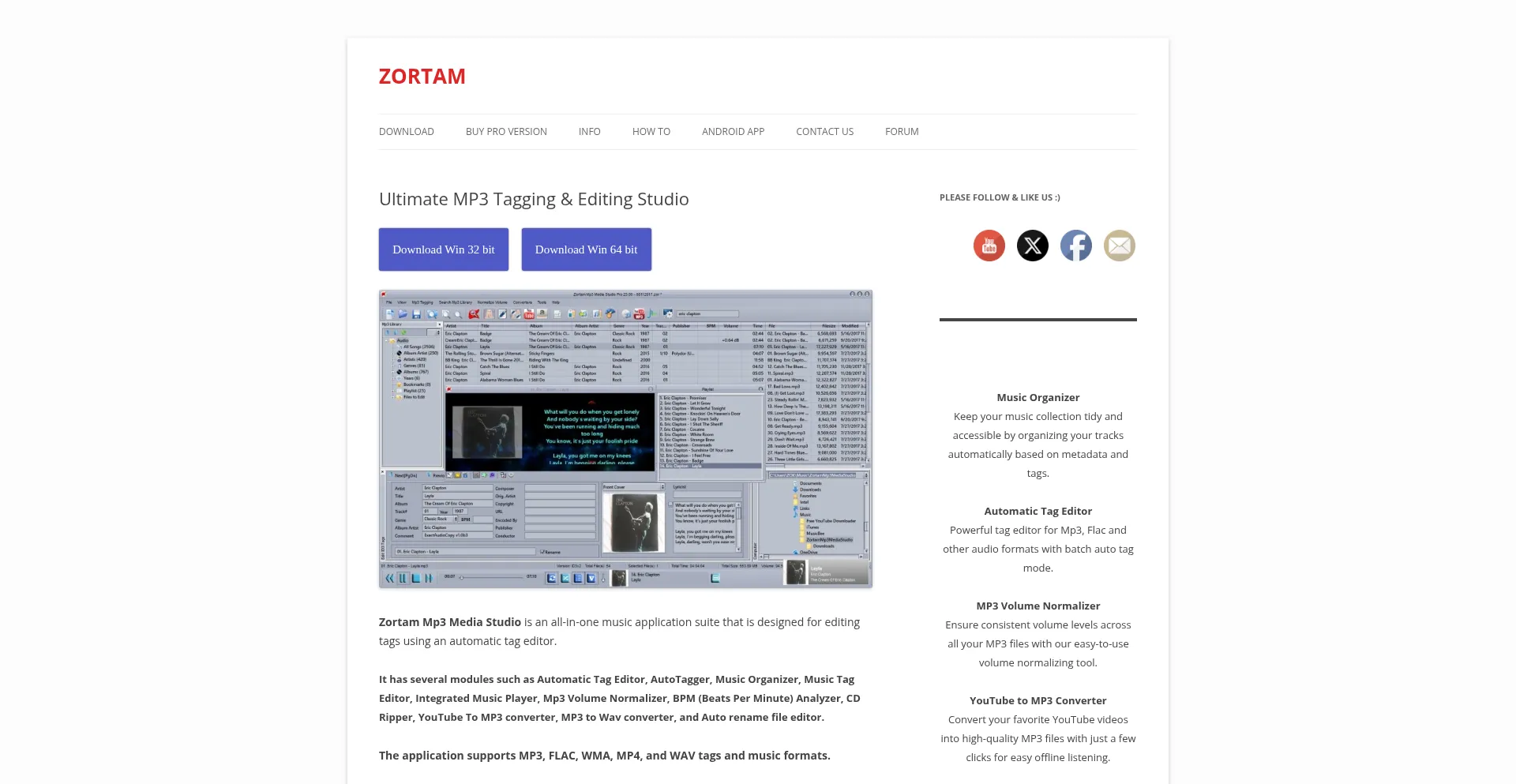 Website screenshot of Zortam.com