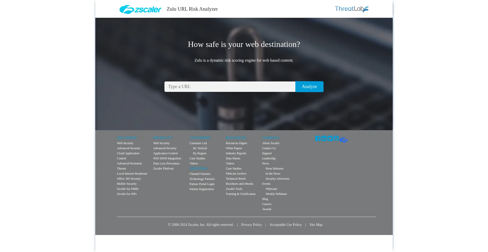 Zulu.zscaler.com Screenshot