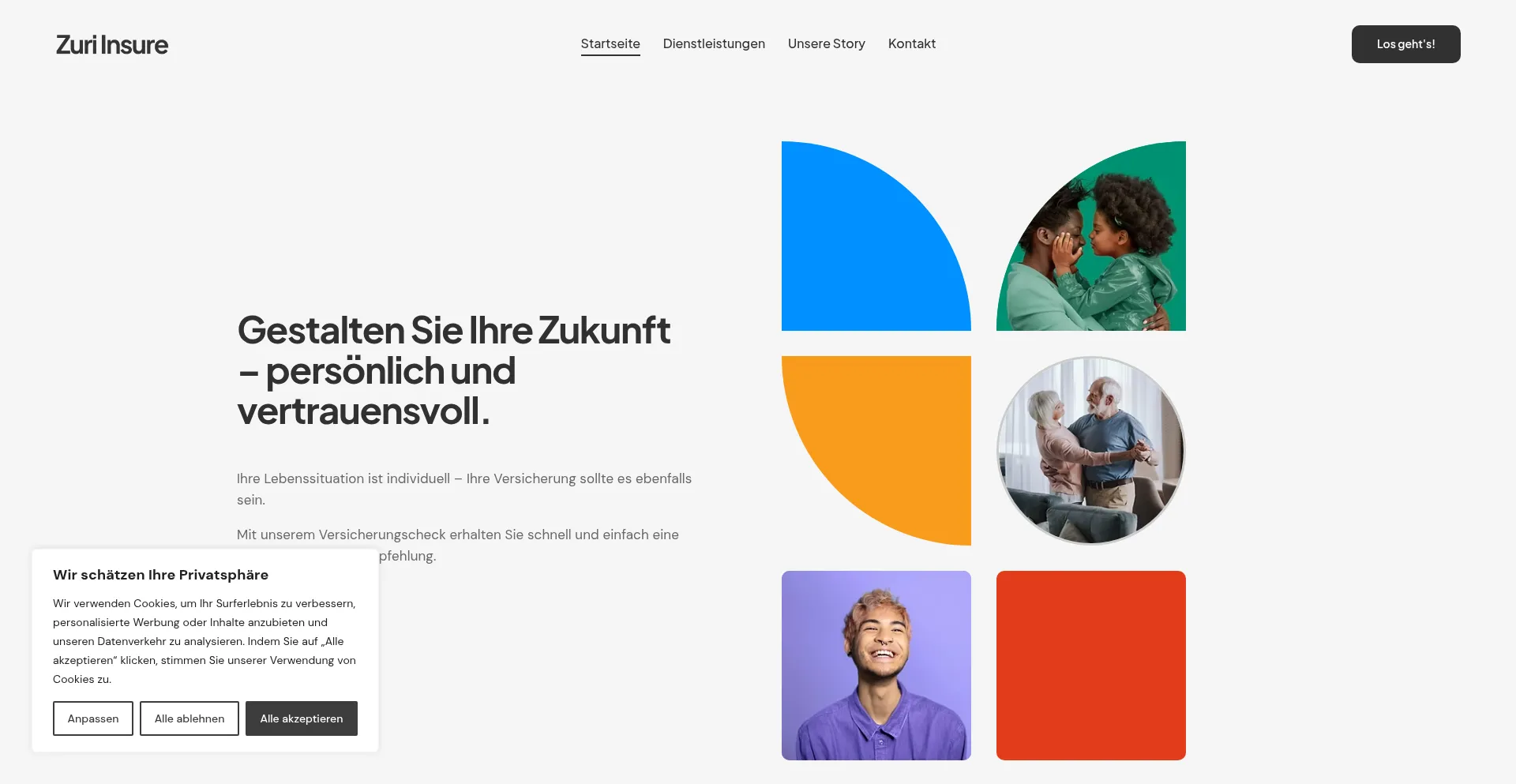 Website screenshot of Zuriinsure.com