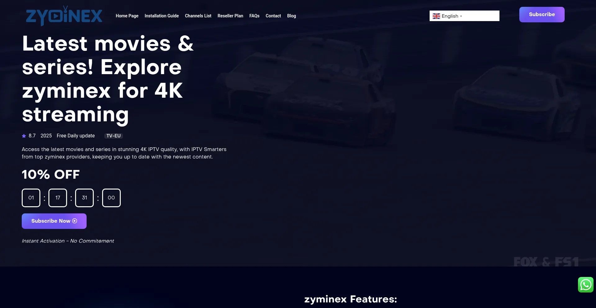 Website screenshot of Zyminex.com