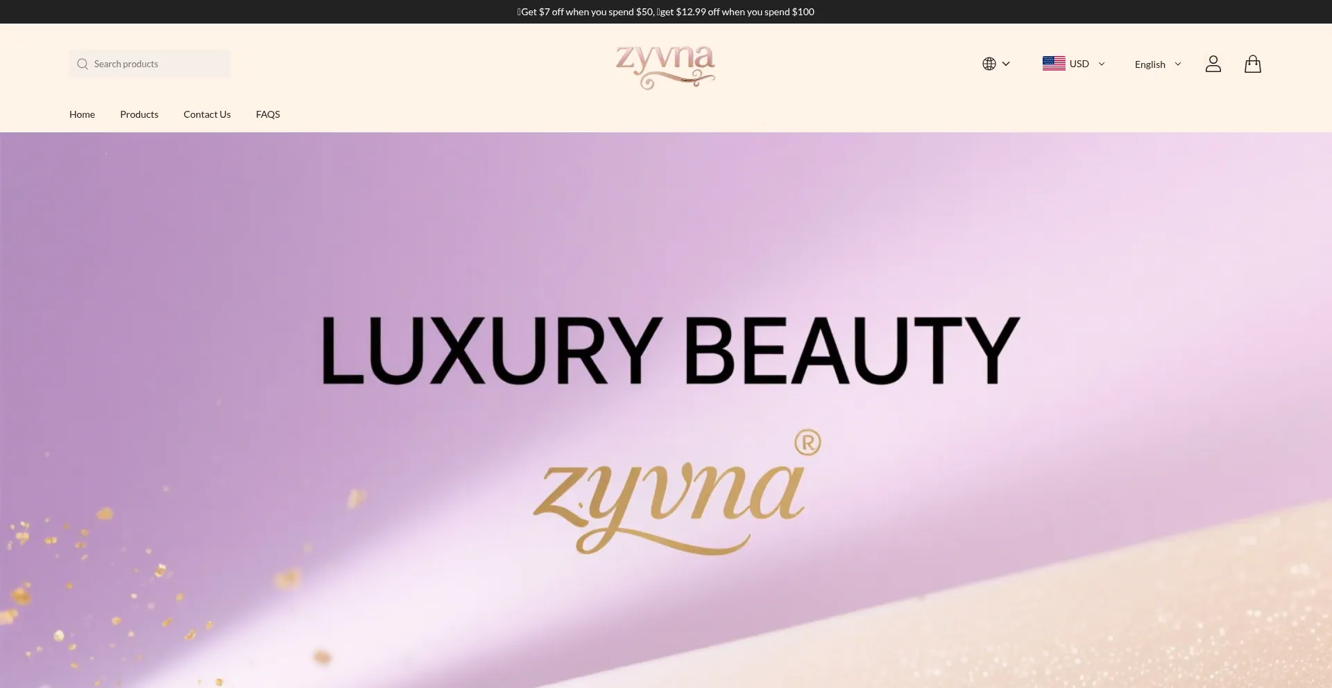 Website screenshot of Zyvna.com